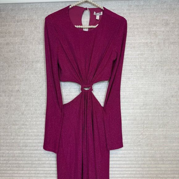 ML Monique Lhuillier Purple Metallic Knit Dress - Picture 6 of 16